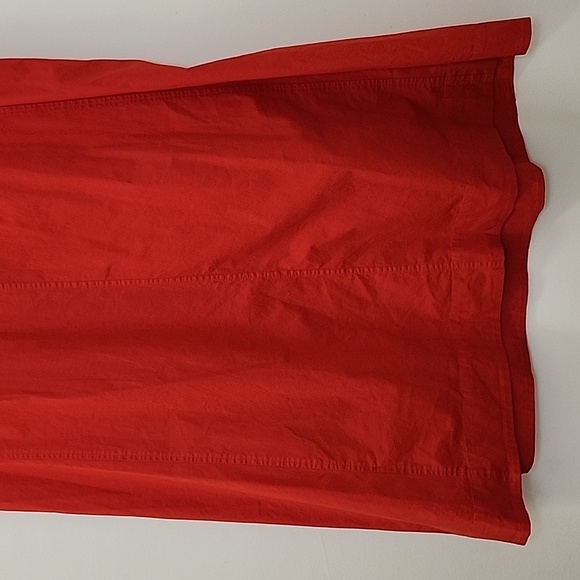 Eileen Fisher Poplin Dress  96% Organic Cotton Stretch Red  Sleeveless SZ Large - Picture 13 of 16